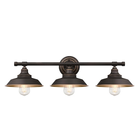 Iron Hill Wall Mount LED, 3-Light, Dimmable, 6.5W, Oil Rubbed Bronze And Metal Shade